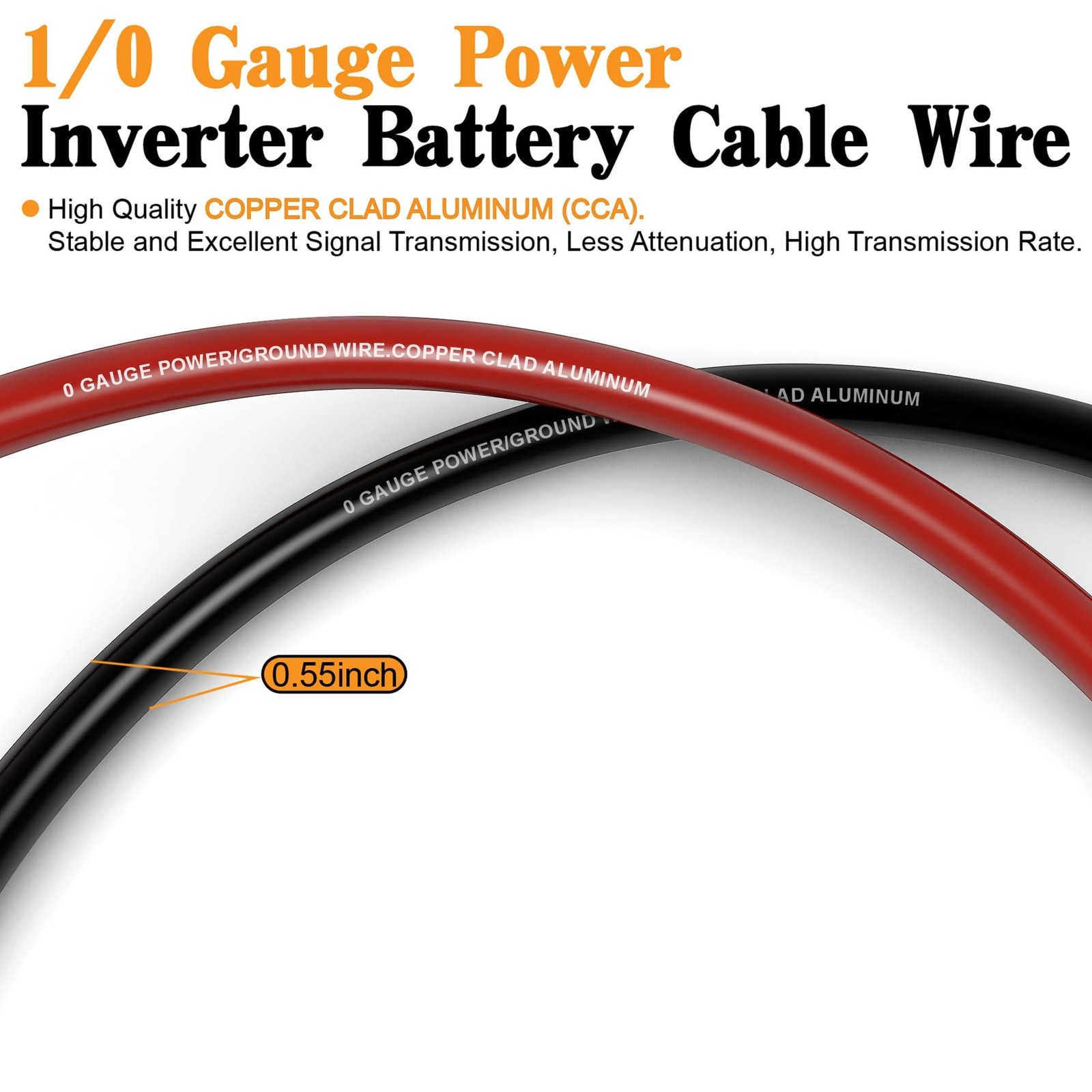 1/0 AWG Battery Cable 0 Gauge Wire Copper Clad Aluminum CCA Amp Wir… Fast Ship