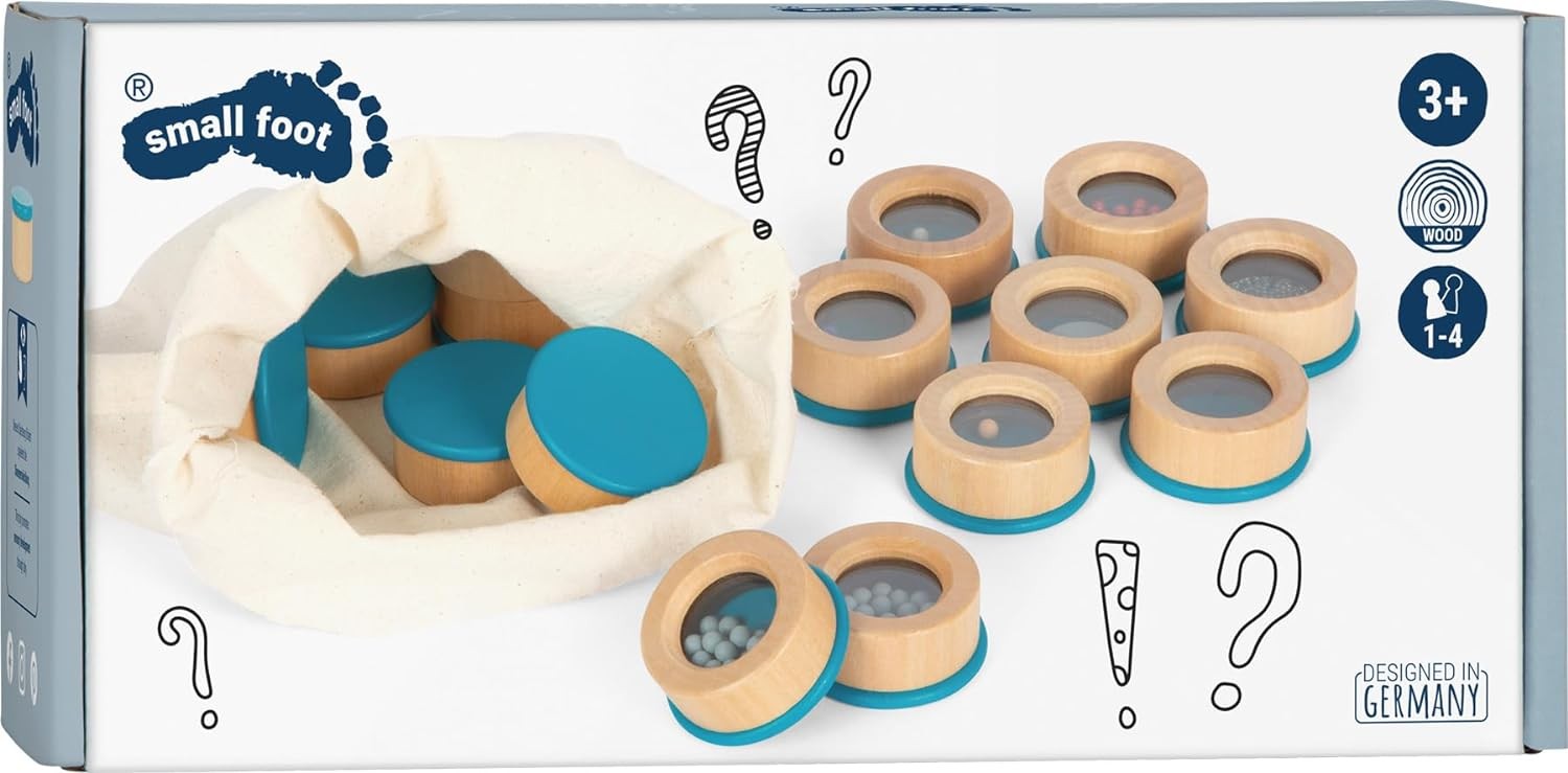 small foot Listening Memory, Kids’ Acoustic Sensory Game, 16 Filled Wood contain