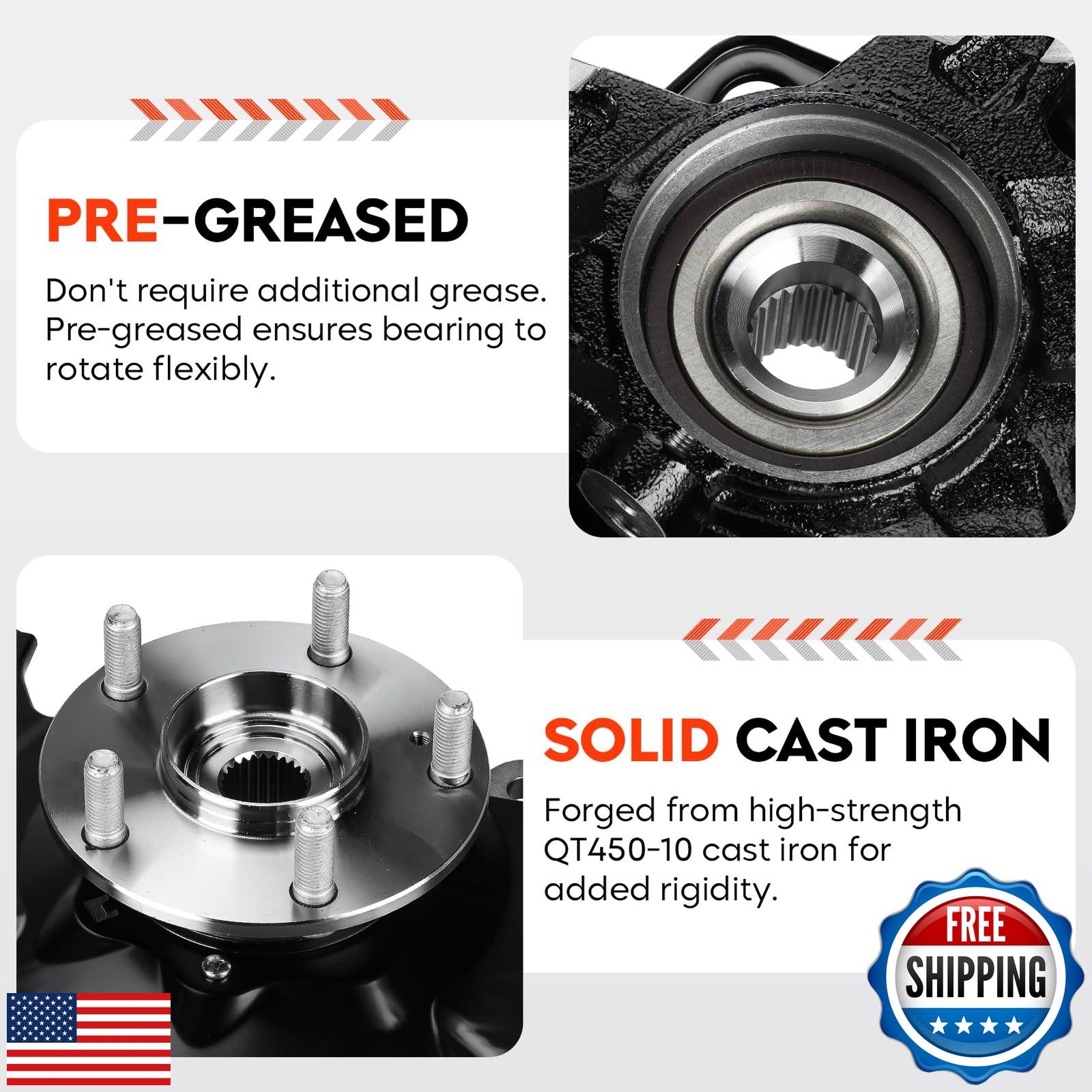 Front Right Steering Knuckle and Wheel Bearing Hub Assembly for Honda Civic 2