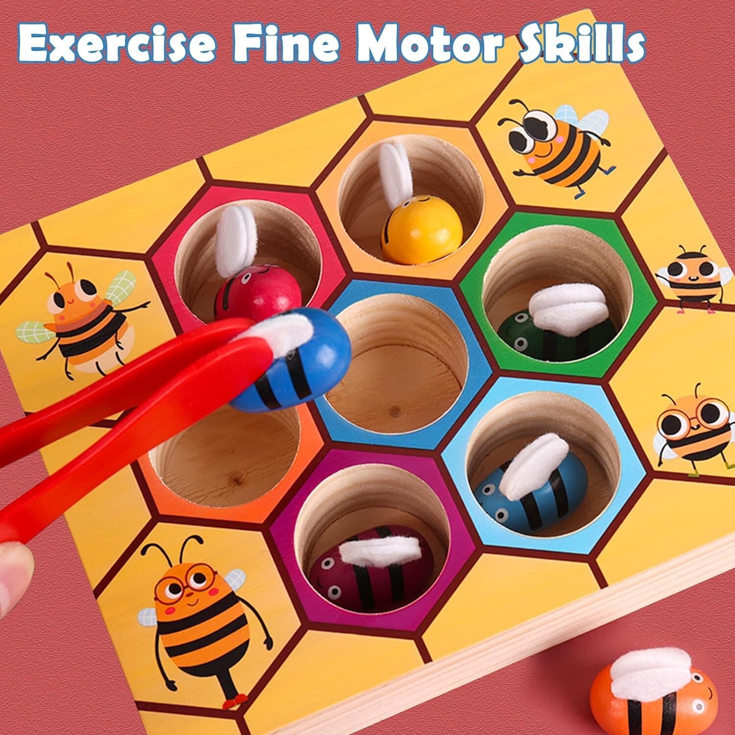 Clamp Fun Picking Catching Toy Hive Board Games Montessori Board Game WoodBeeToy