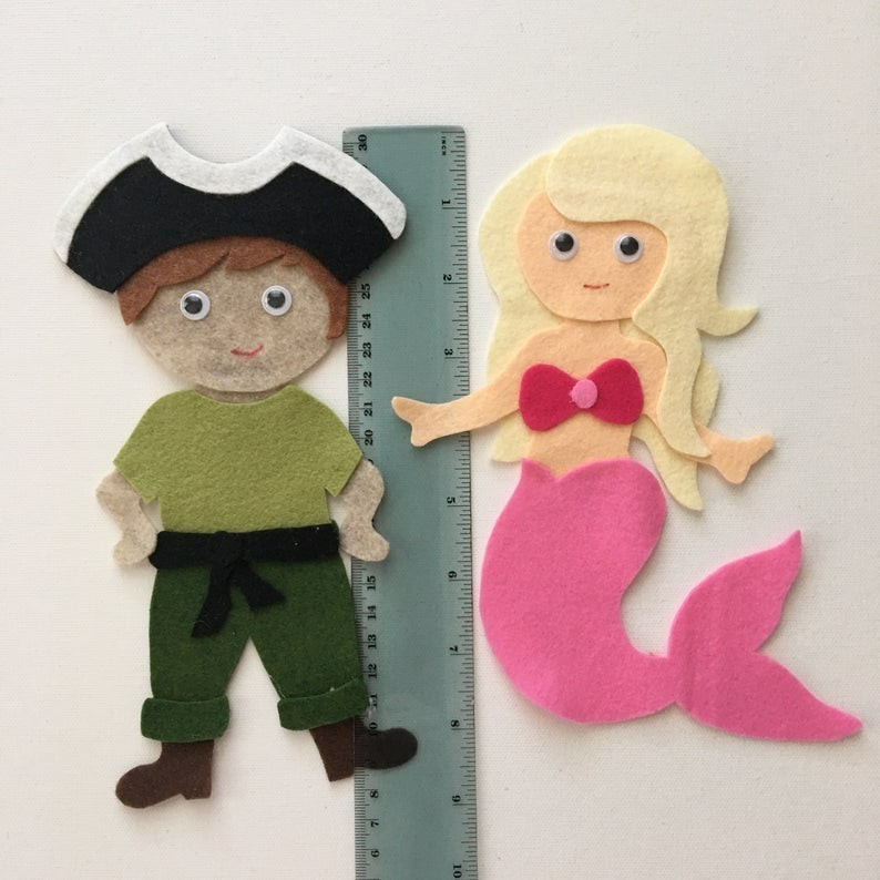Pirates and Mermaids Felt Board Pieces or Paint Stick Puppets