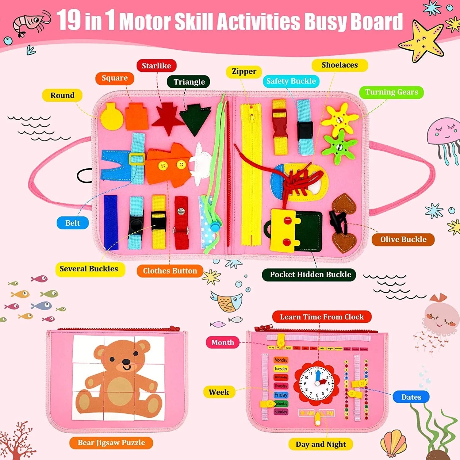 Activity Sensory Learning Toy Montessori Board, Preschool Kids Toys. Ship Fast!
