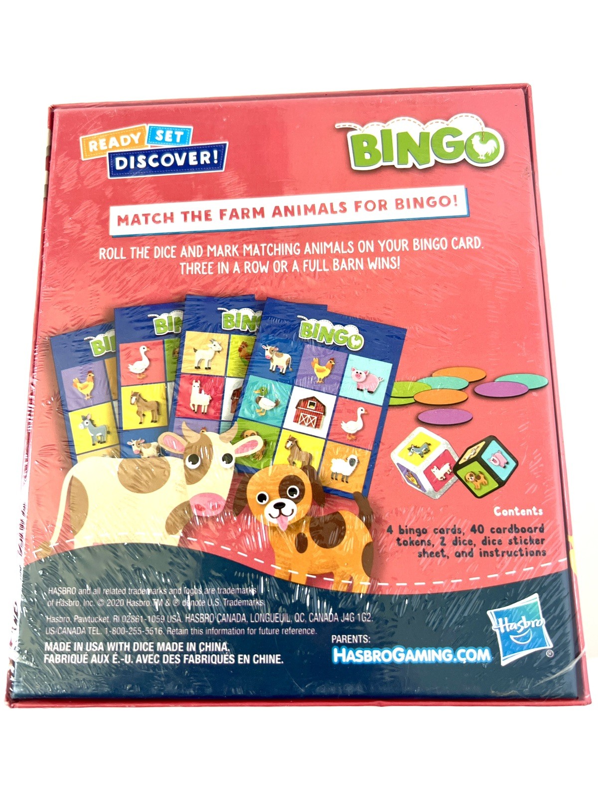 Hasbro Gaming Bingo Game Farm Animals 2020 Ready Set Discover! Brand New
