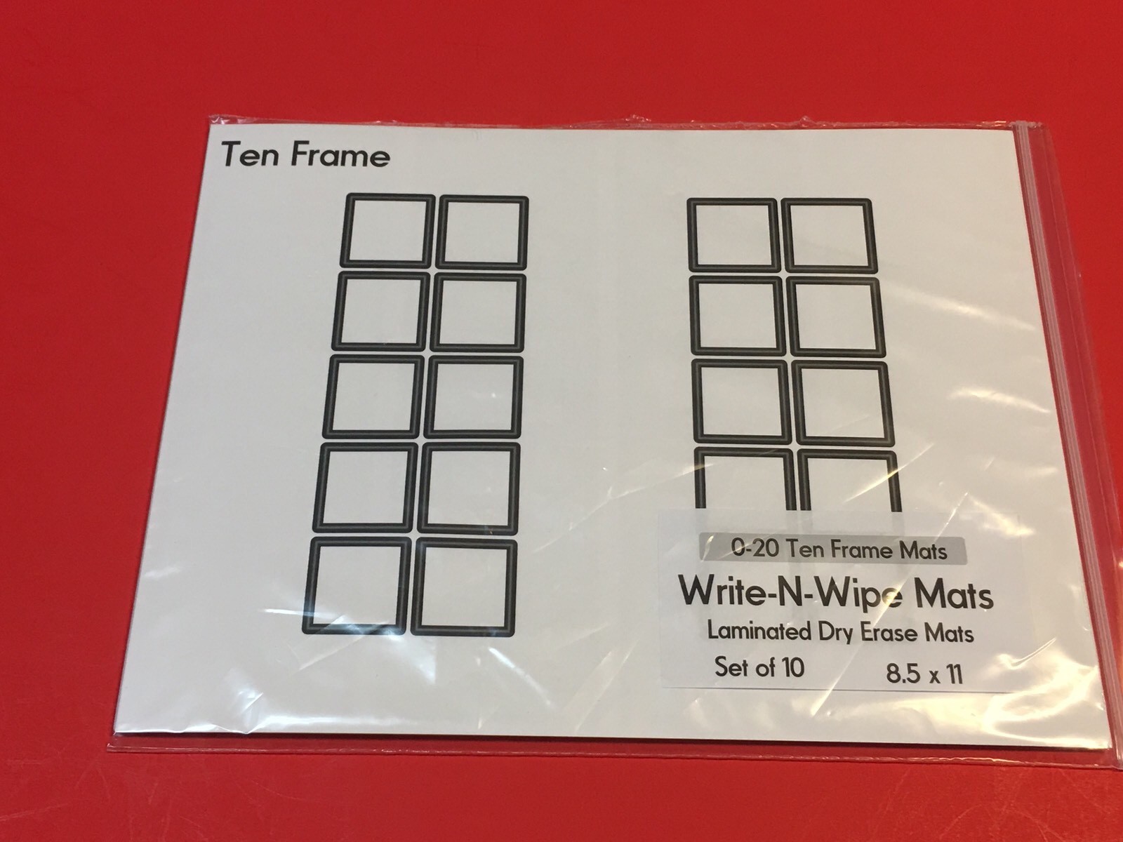(Set of three ) 0 – 20 Ten Frame Mat – Laminated Dry Erase Mats