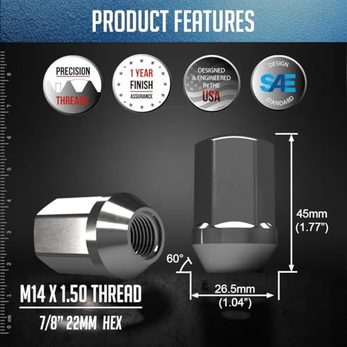 M14x1.5 Chrome Lug Nuts 24pc 1.77″ GM