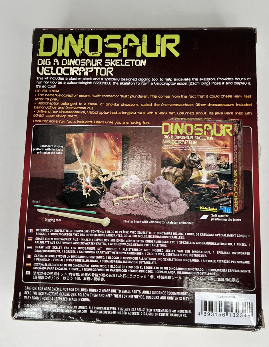 DIG A DINOSAUR SKELETON, VELOCIRAPTOR, by Kidz Lab – NEW