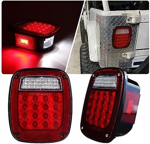 Tail Lights Assembly Replacement for 1979-2006 Wrangler TJ YJ CJ5 CJ7 Red Square