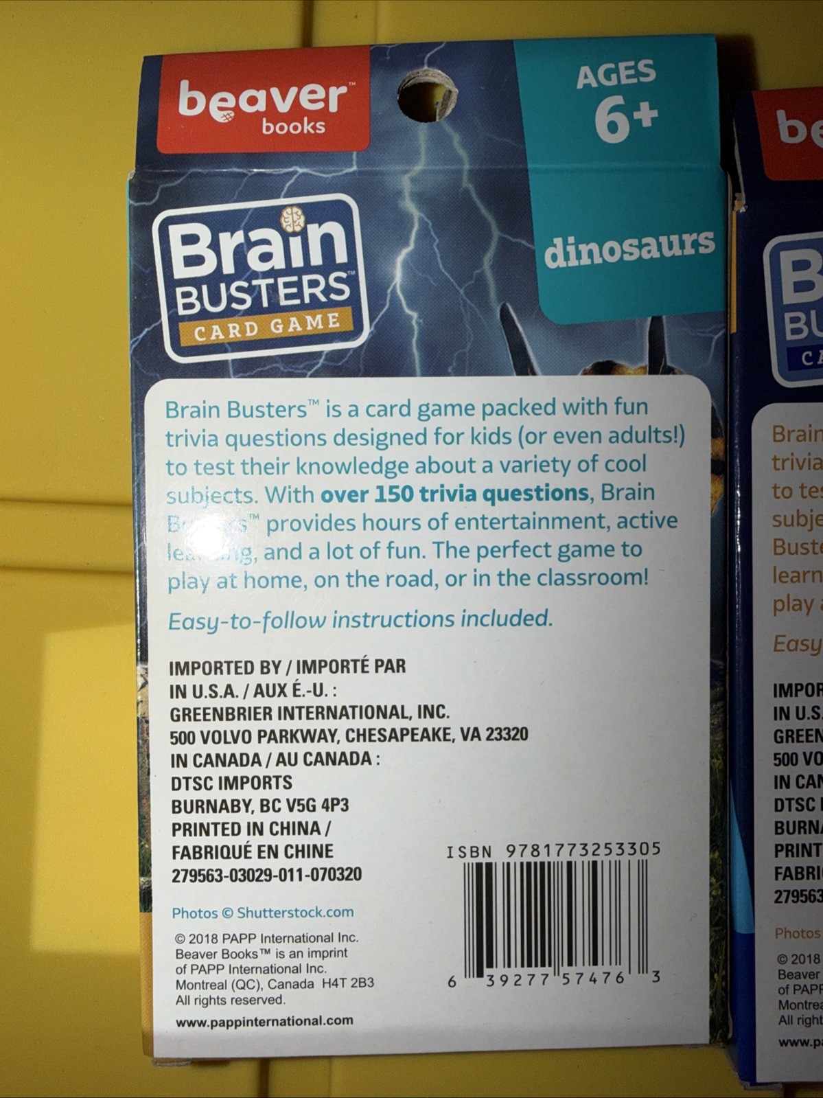 Brain Busters Card Game Set Of 3 Ages 6+ Dinosaurs, Human Body, Environment