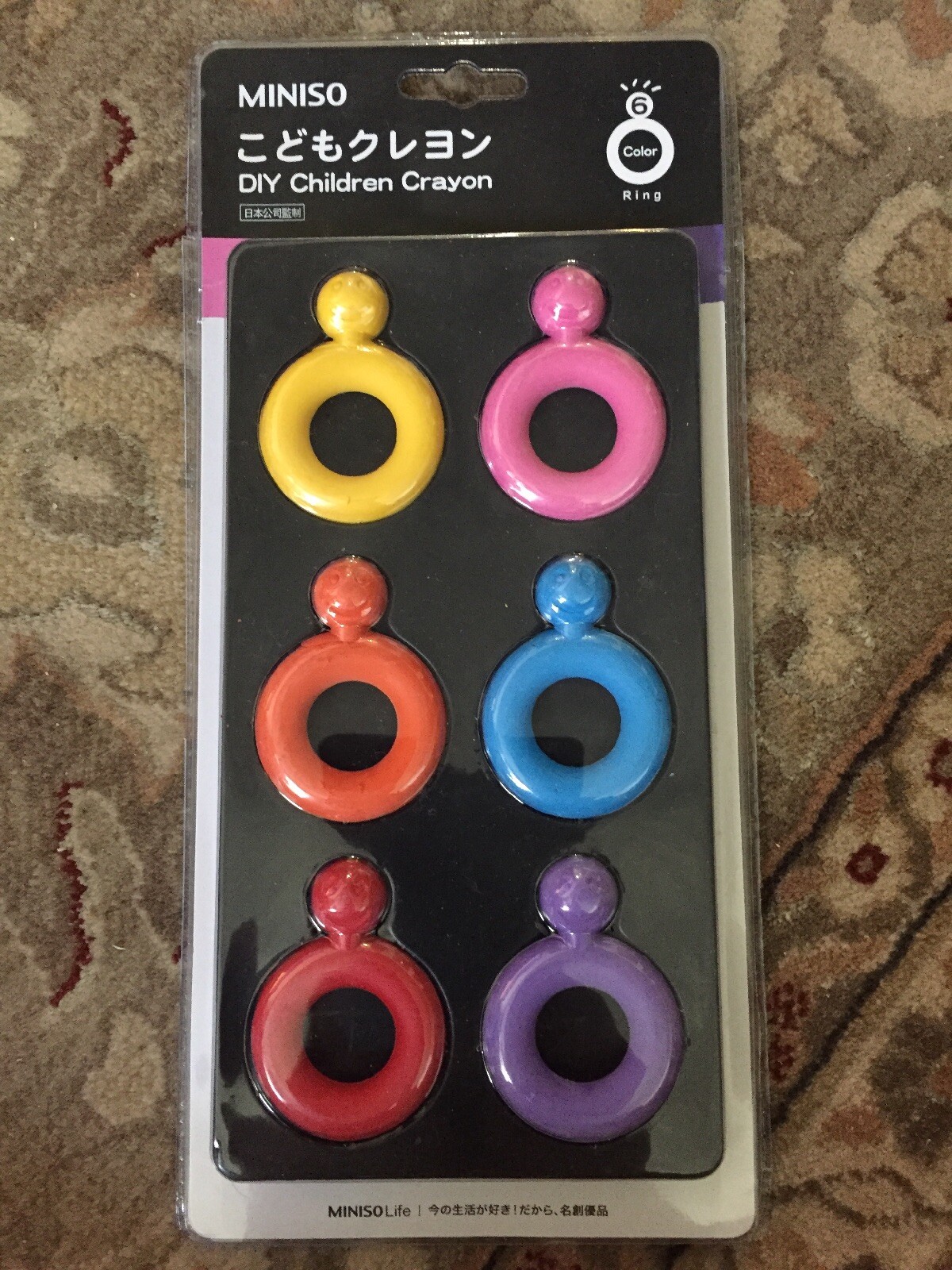 Miniso Japan DIY Childrens Crayons (6 Ring Shaped) New Sealed In Package Life