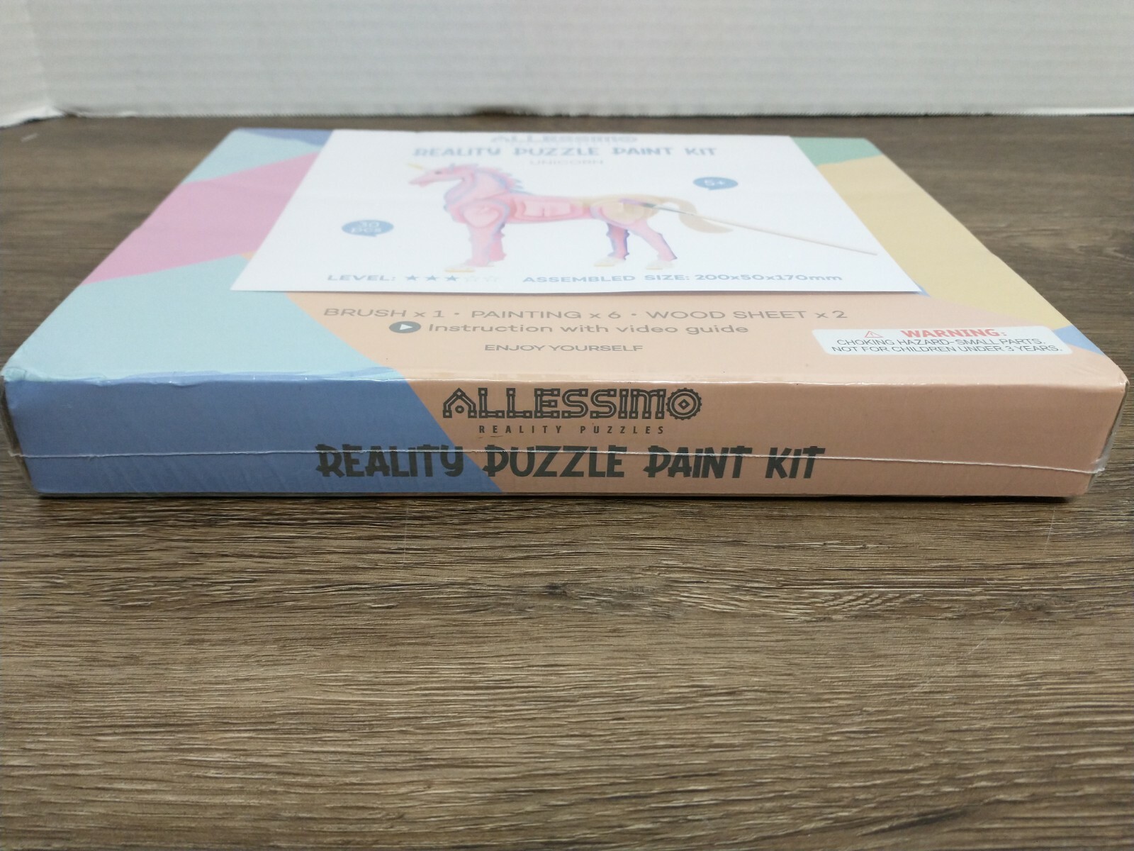 Allessimo Reality Puzzle Paint Kit – Wooden Unicorn – 30pcs Model Paint Kit New!