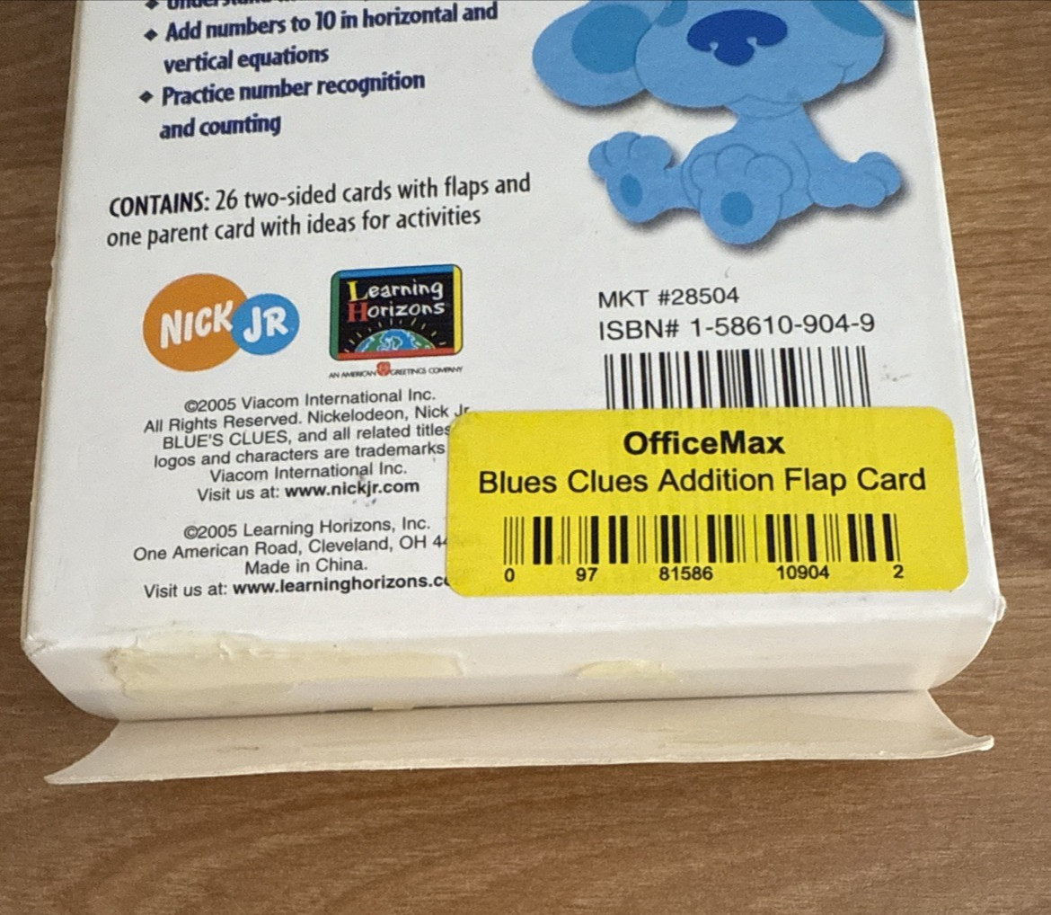 Blues Clues Early Addition Flap Cards Nick Jr 2005 Educational COMPLETE