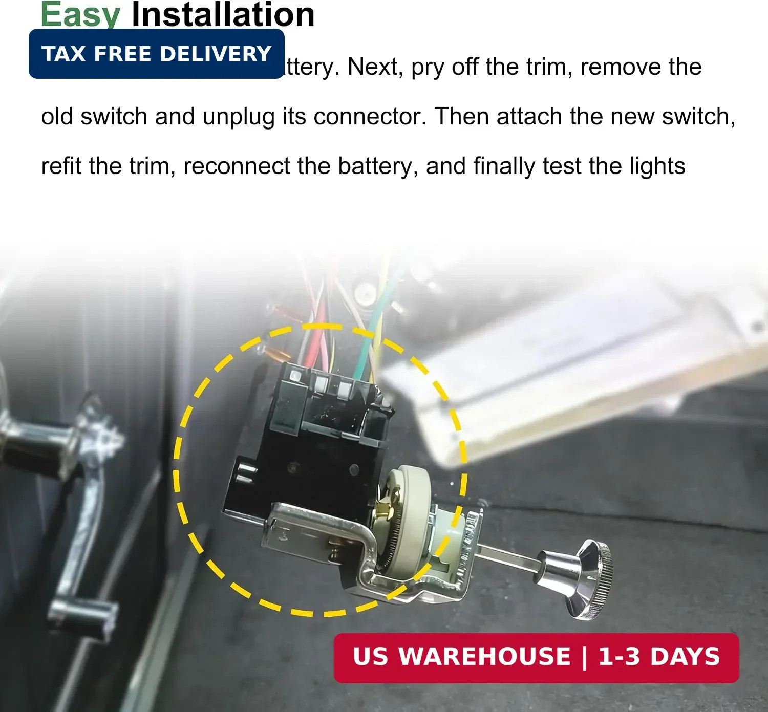 E7TZ-11654-A Headlight Switch 9 Terminal with Connector Wire Harness Compatible