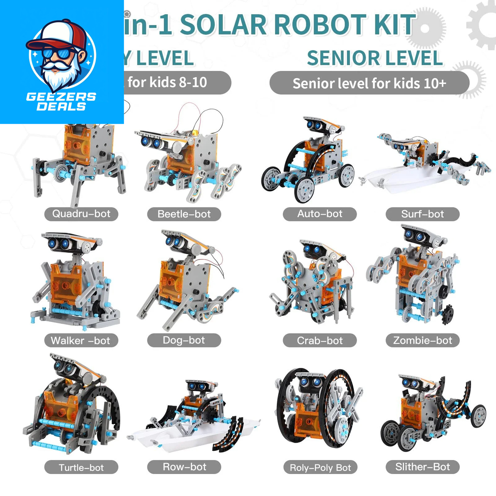 STEM Toys Solar-Powered Transforming Robot Toy – 12-In-1 Construction Set,Educat