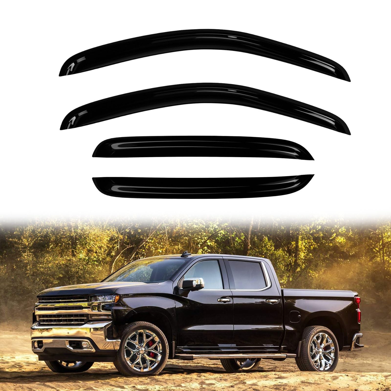 4PC Rain Guards for 07-13 Chevy Silverado GMC Sierra 1500 2500HD 3500HD Windo…
