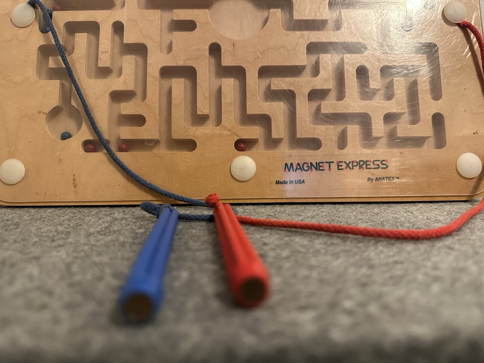 Vintage Magnetic Express Wooden Mays Game By ANATEX magnetic Ball Activity Game