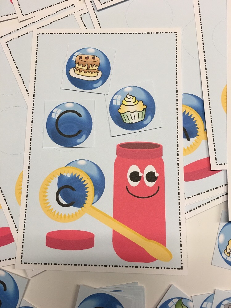 Bubble Blow Game Learning Center- Literacy Mats – Laminated Mats Phonics