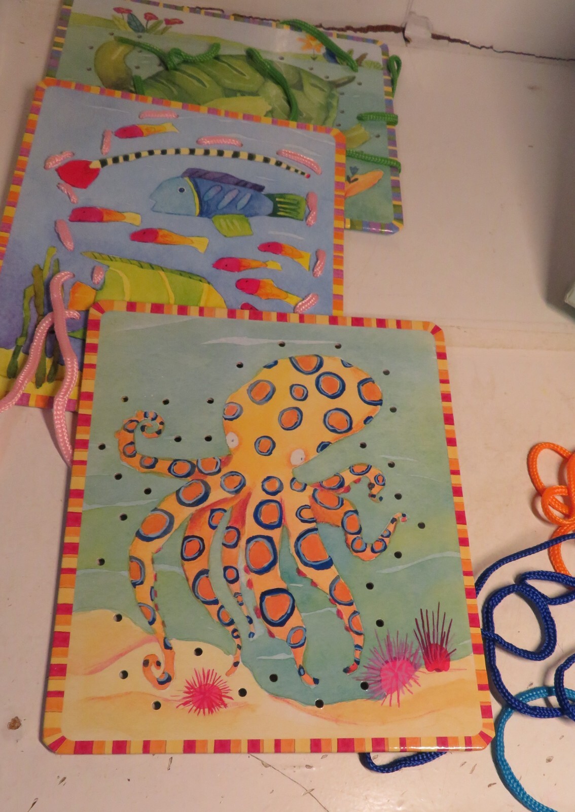 Vintage 2005 EEBOO Under The Sea Lacing Cards LEARNING TOOL EEBOO Kids Game Toy