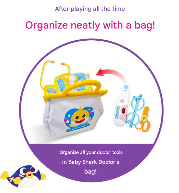 Pinkfong Baby Shark Doctor Bag Hospital Play Medical Kits Nursery Rhymes Kid Toy