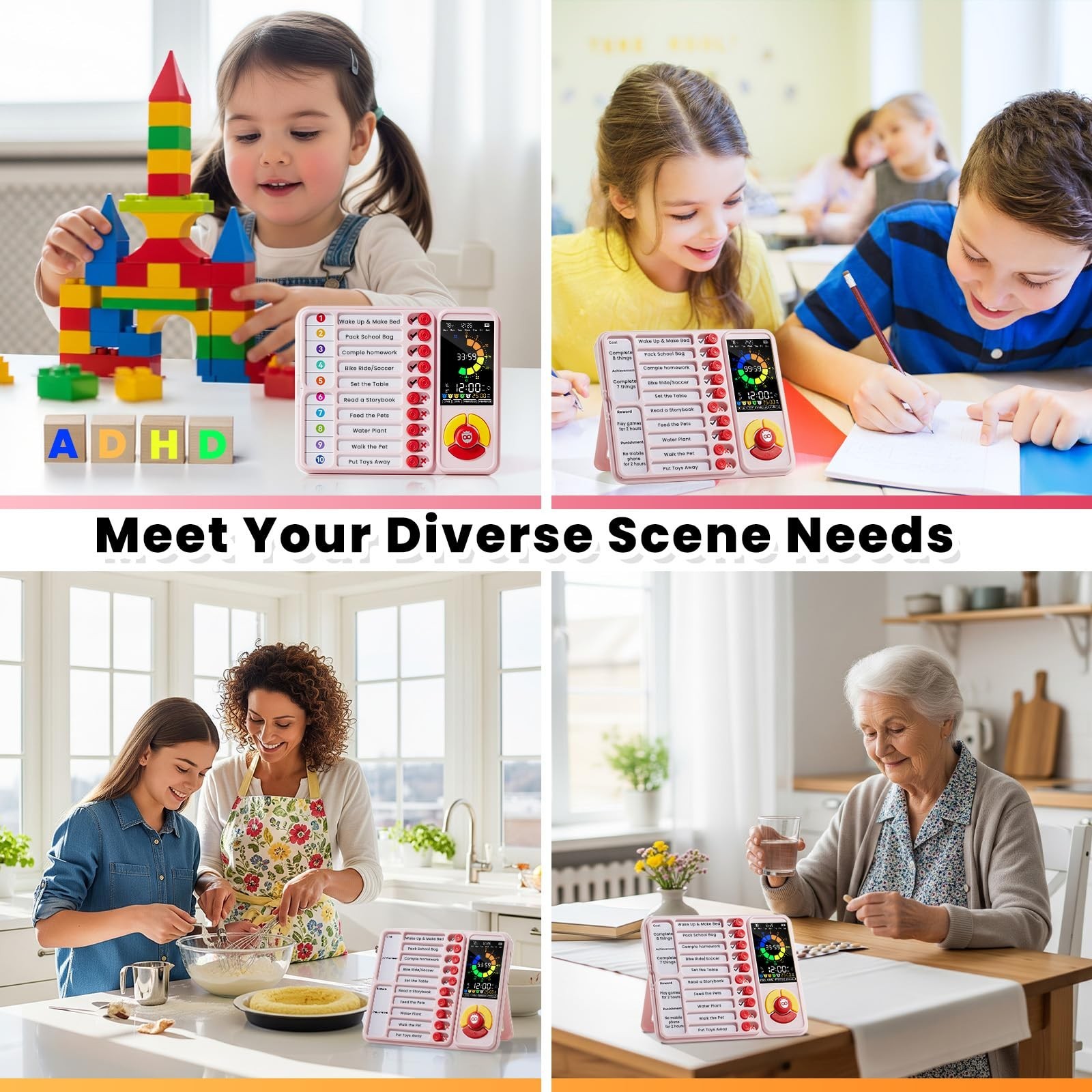 ADHD Tool for Kids, 5-in-1 Visual Timer with Chore Chart Board, Visual Schedu…