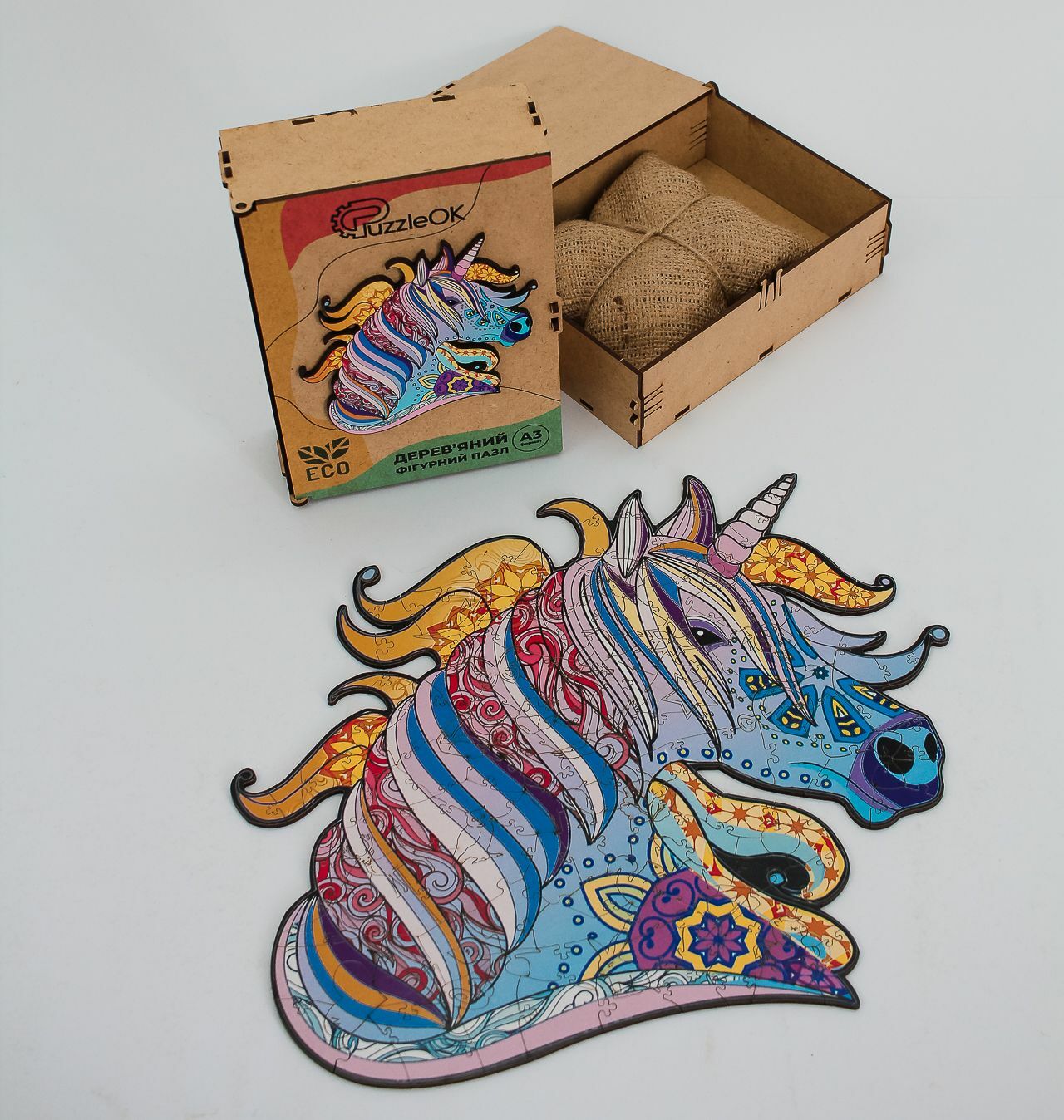 Animal wooden puzzle Fabulous Unicorn – gift ecofriendly puzzle medium and large