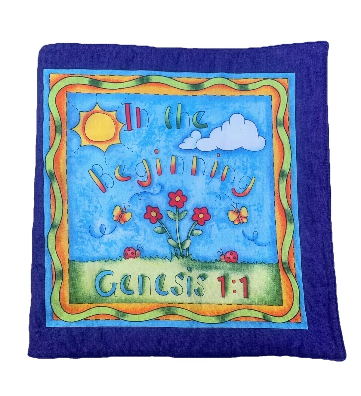 Fabric Quilted Soft Children’s Book Religious Genesis 1.1 In The Beginning