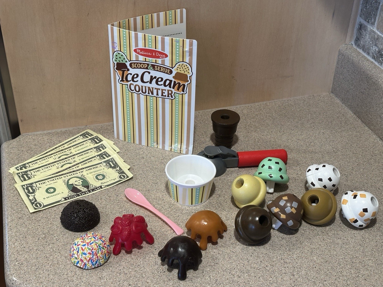 Melissa and Doug Wooden Scoop and Serve Ice Cream Counter Replacement Pieces