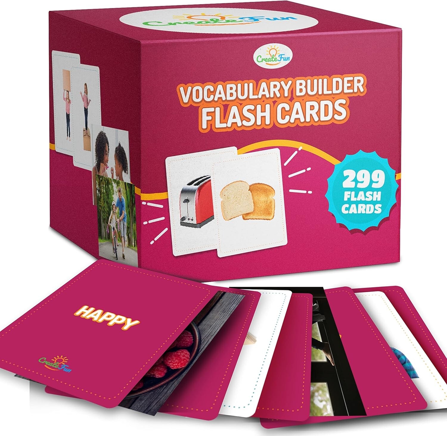 Vocabulary Builder Flash Cards – 299 Educational Photo Cards for Home, Speech…