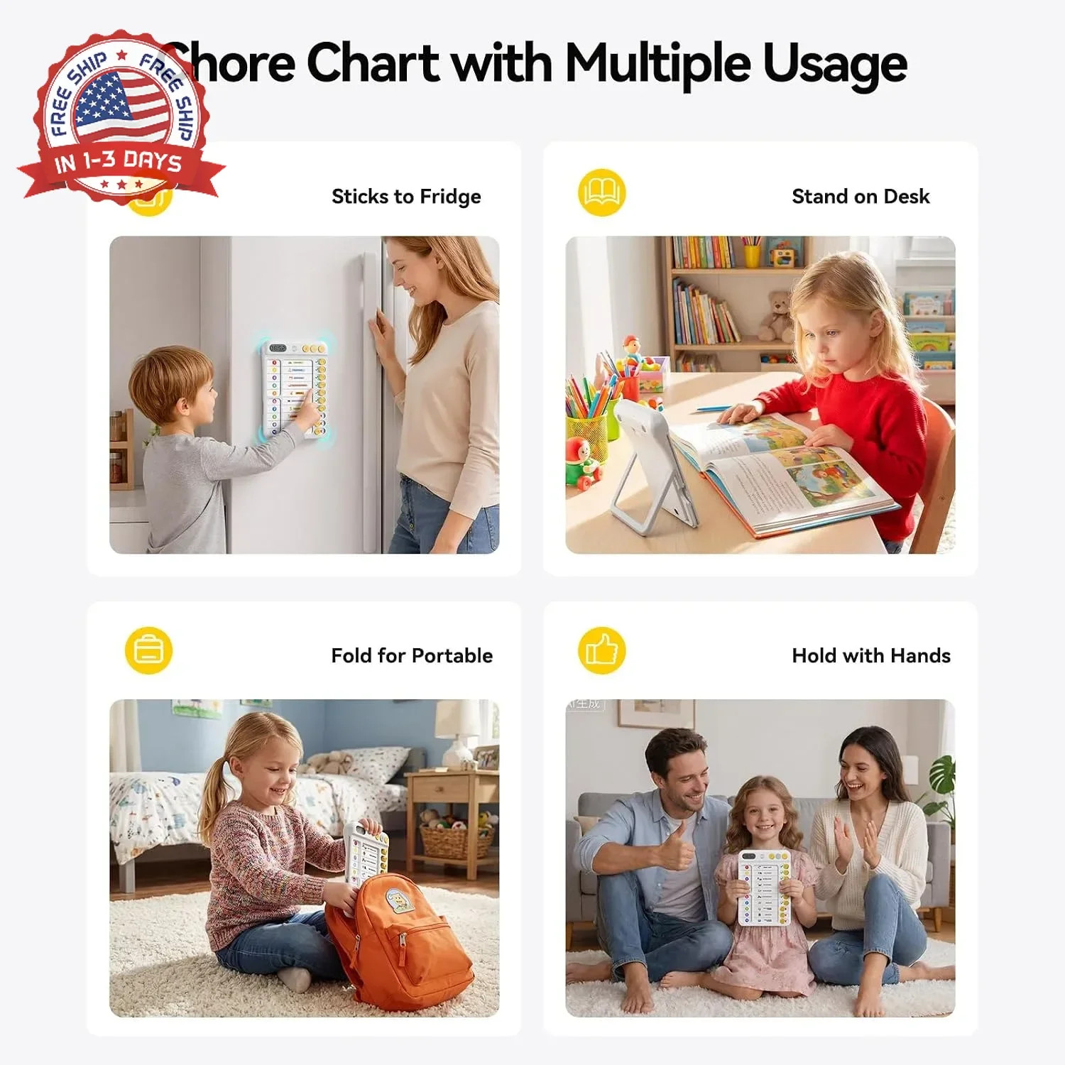 Chore Chart for Kids with Visual Timer, ADHD Tools Visual Schedule Planning Boar