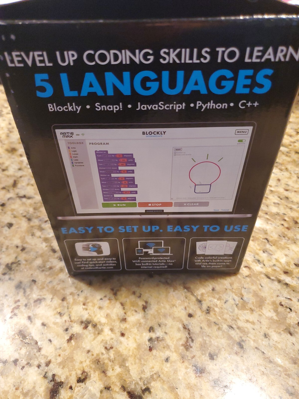 Educational Insights EI-1126 Black White Artie Max the Coding Robot Used