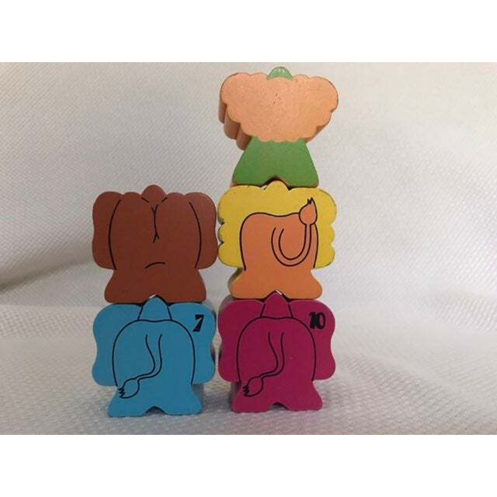 Colorful Wooden Block Circus Elephants – Animals for stacking and creative play