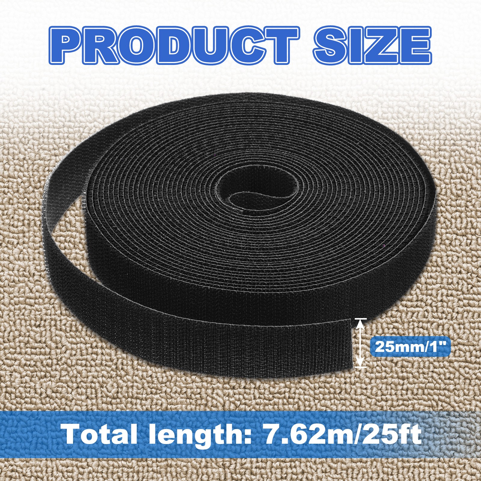 Carpet Marker Strips 1 Inch x 25 Ft, Floor Markers Nylon Strip, Black
