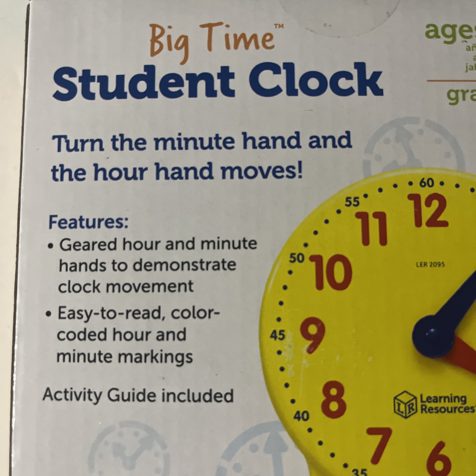 Learning Resources Big Time Student Clock Teaching & Demonstration 12 Hour