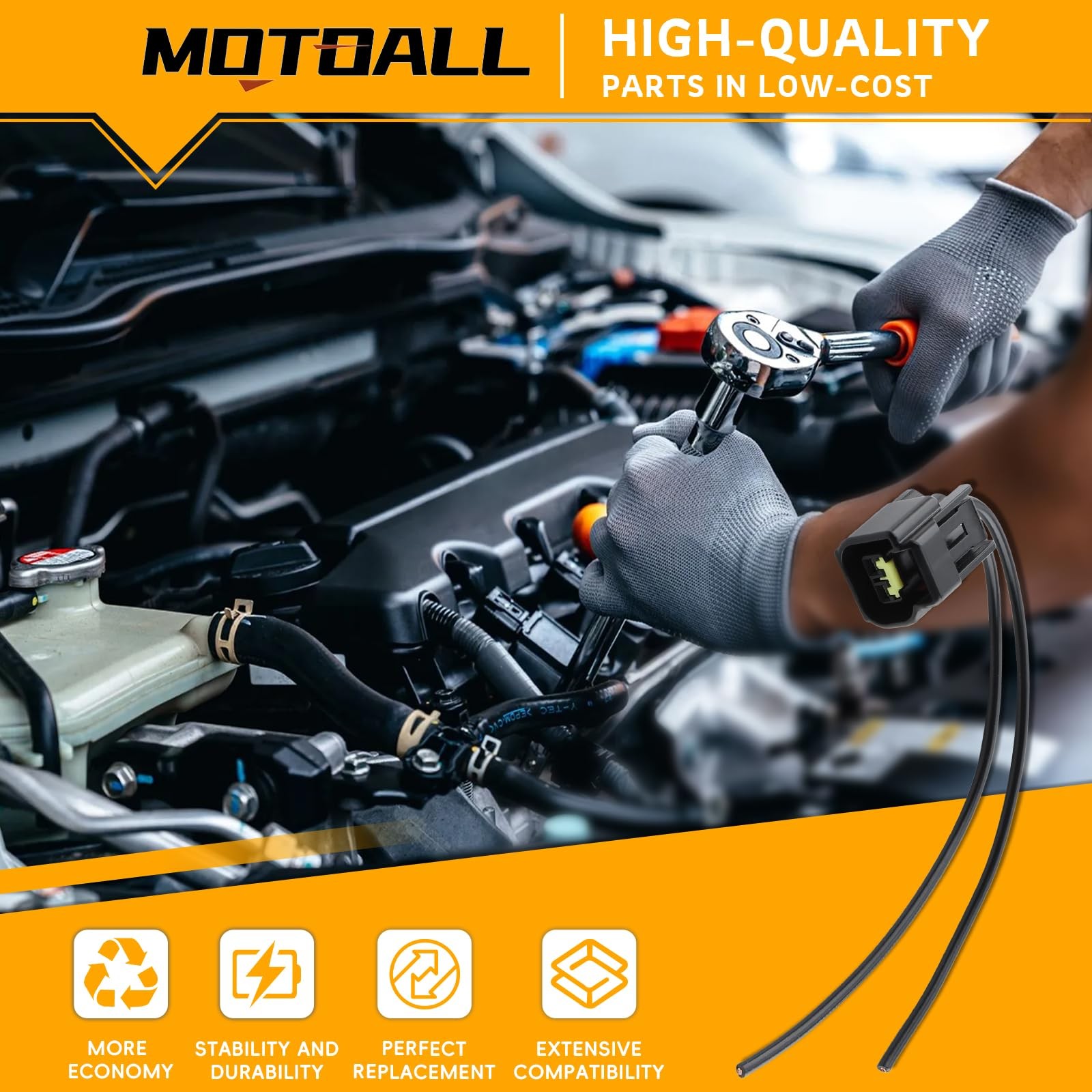 MOTOALL Ignition Coil Plug Harness Pigtail 2-Way Ford Lincoln Mazda Suzuki 8pcs