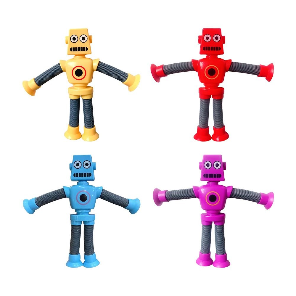 LED Telescopic Suction Cup Robots Toy Stress Relief Light Up Robot Toy JQ