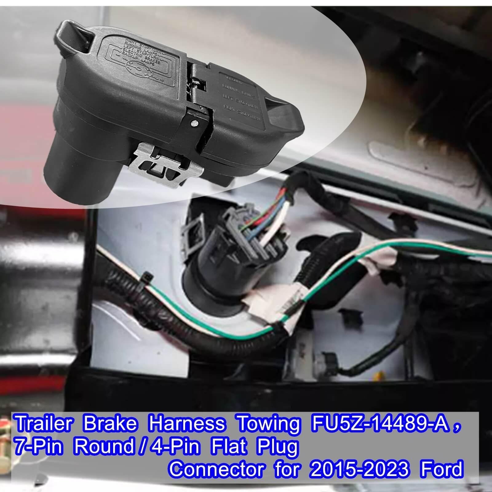 Trailer Brake Harness Towing FU5Z-14489-A，7-Pin Round / 4-Pin Flat Plug C