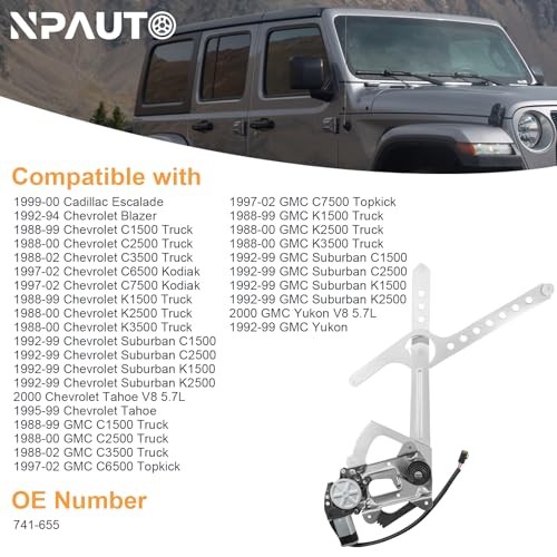 Front Driver Side Power Window Regulator with Motor for Chevy GMC Suburban C1500