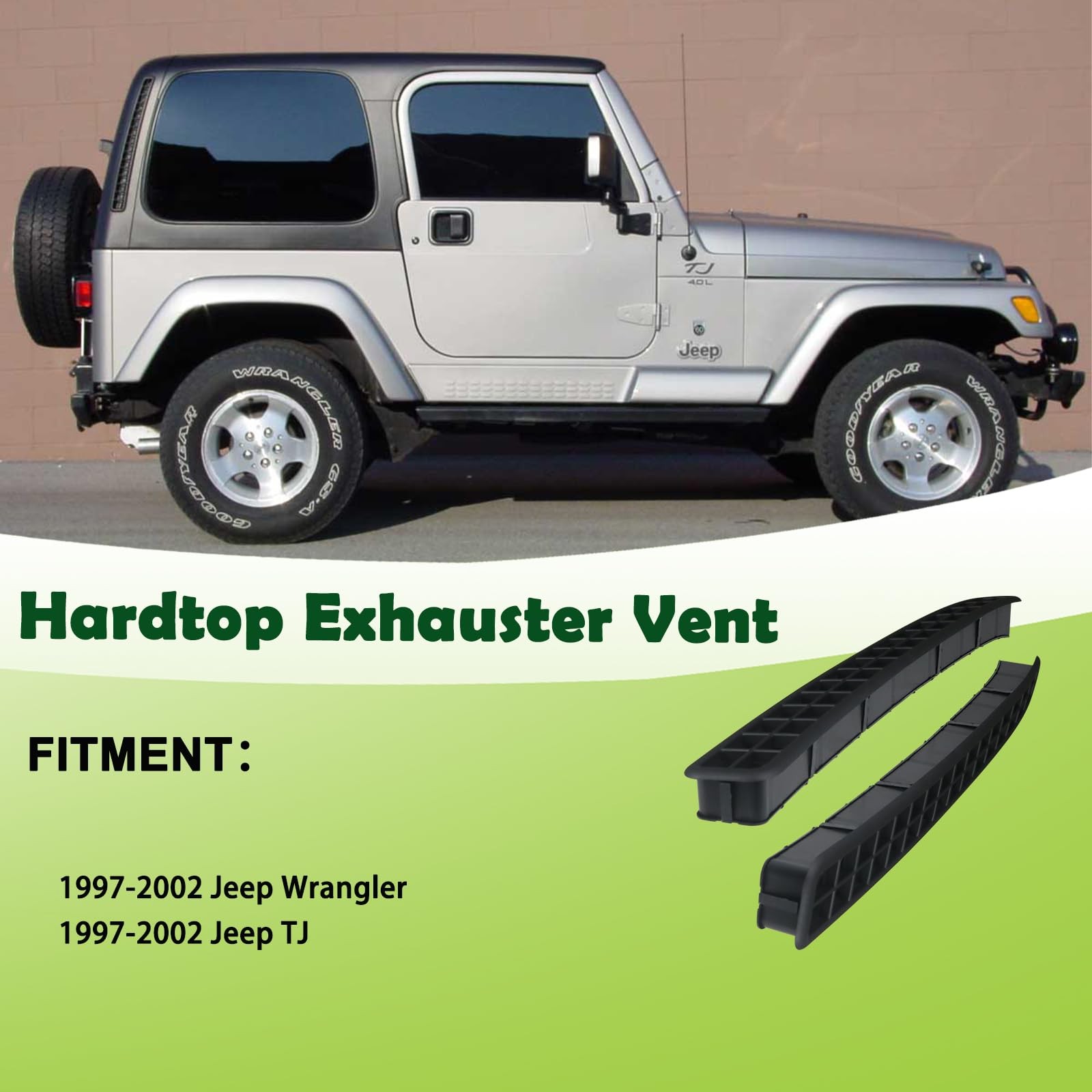omoZone Pair Hard Top Exhauster Vent Grille Left Driver & Right Black