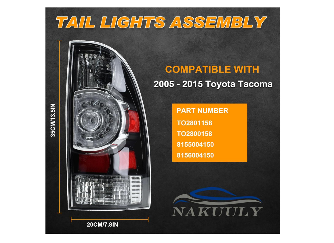 Tail Light Assembly Compatible With 2005-2015 Tacoma Pickup Driver and