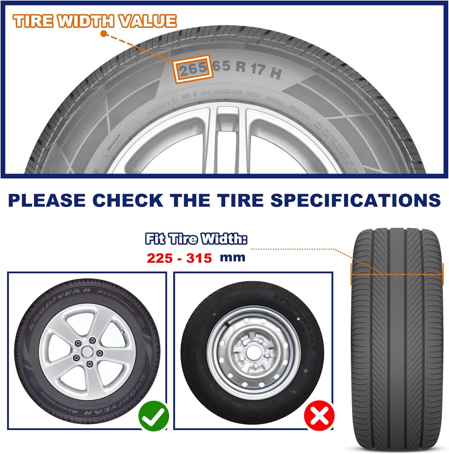 12 Pack Tire Snow Chains, Lypumso Emergency Cable Tire Chains, Anti-Skid