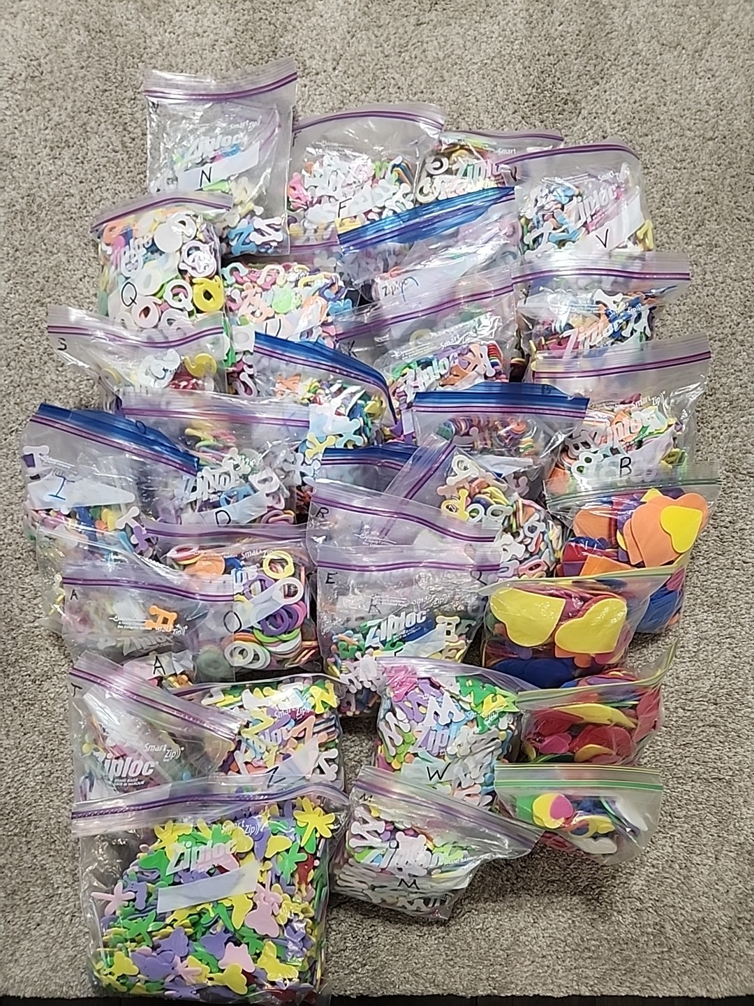 HUGE Classroom Lot Sorted Foam Alphabet Letters & Shapes – Pre-Sorted A-Z Bags
