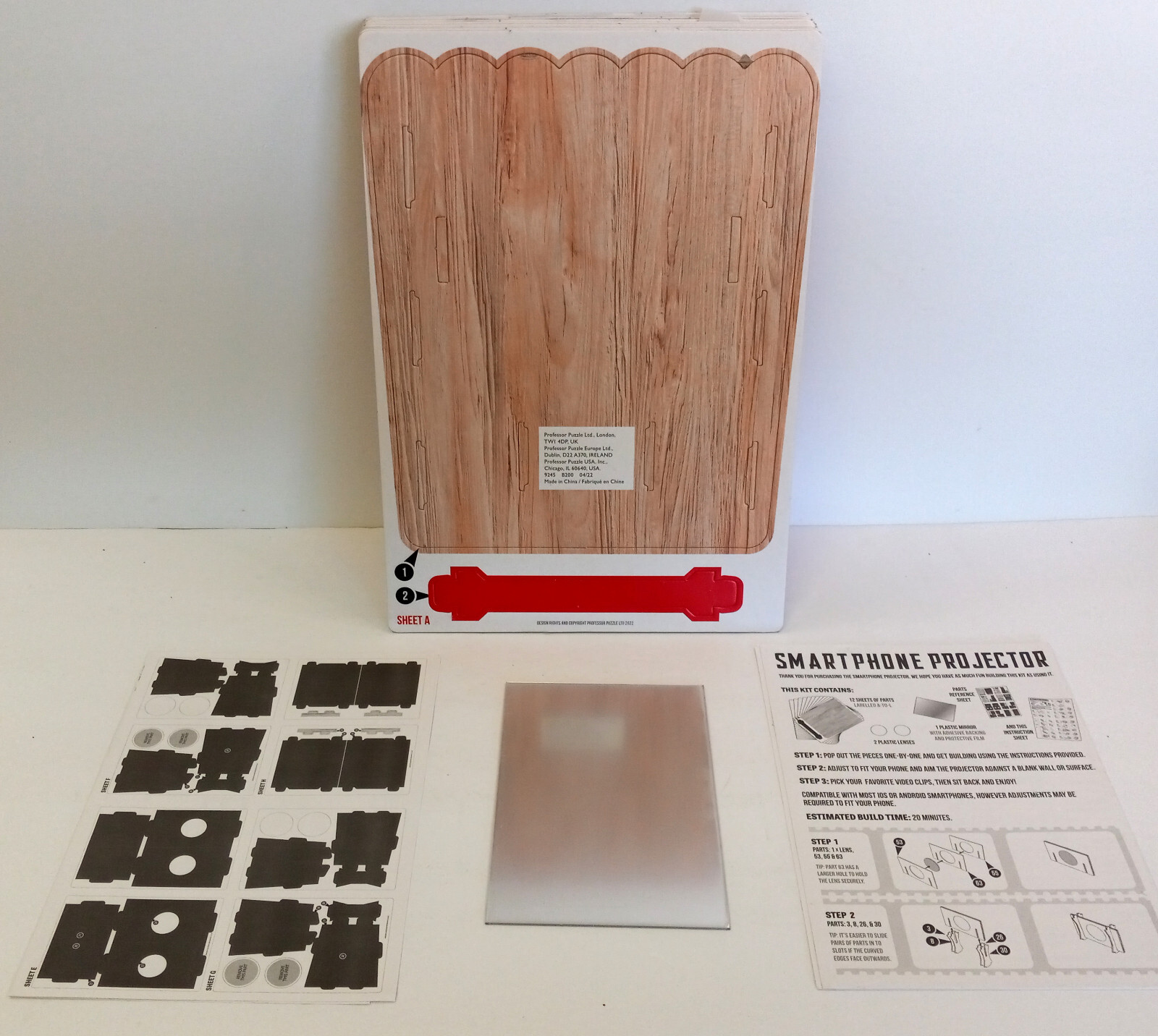 SmartPhone Projector Professor Puzzle B200 Cardboard Build Your Own open box