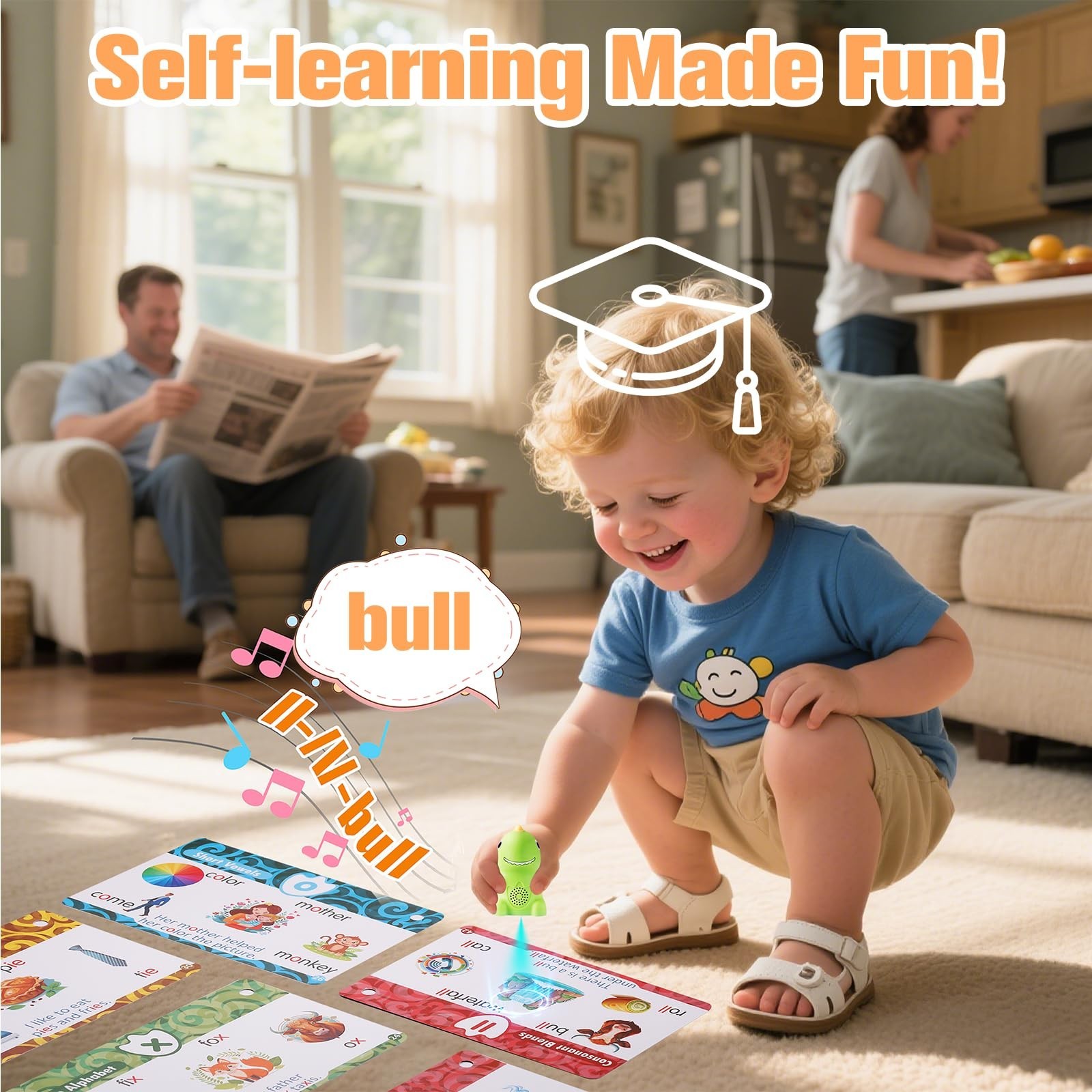 Interactive Phonics Flash Cards with Talking Pen – Learn to Read for Kids 4-8