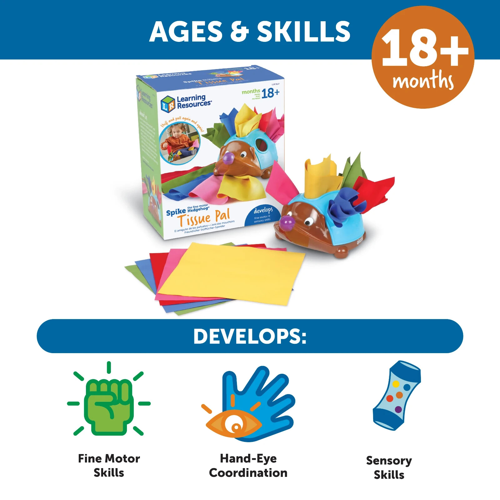 Learning Resources Spike the Fine Motor Hedgehog Tissue Time – New Open Box