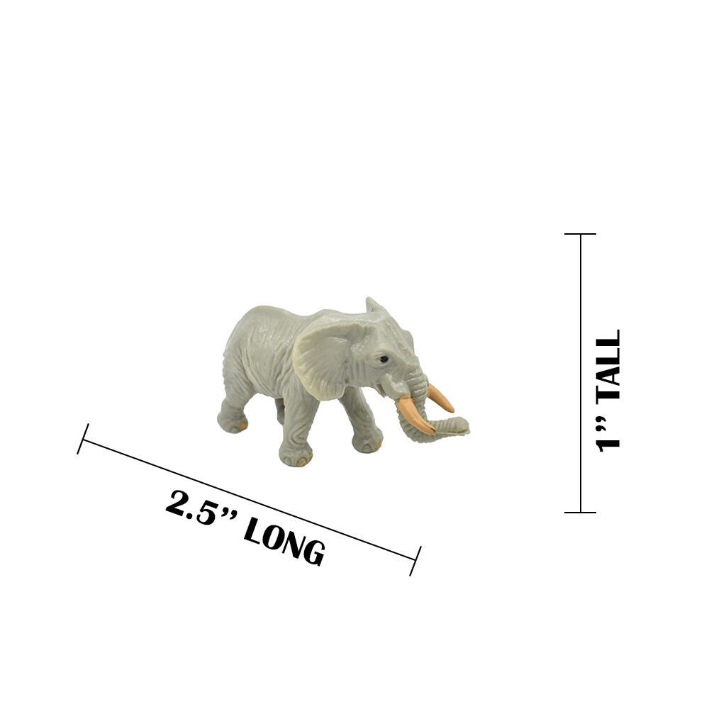 Elephant, African, Plastic Toy Animal, Kids Gift, Realistic Figure 2.5″ F3542