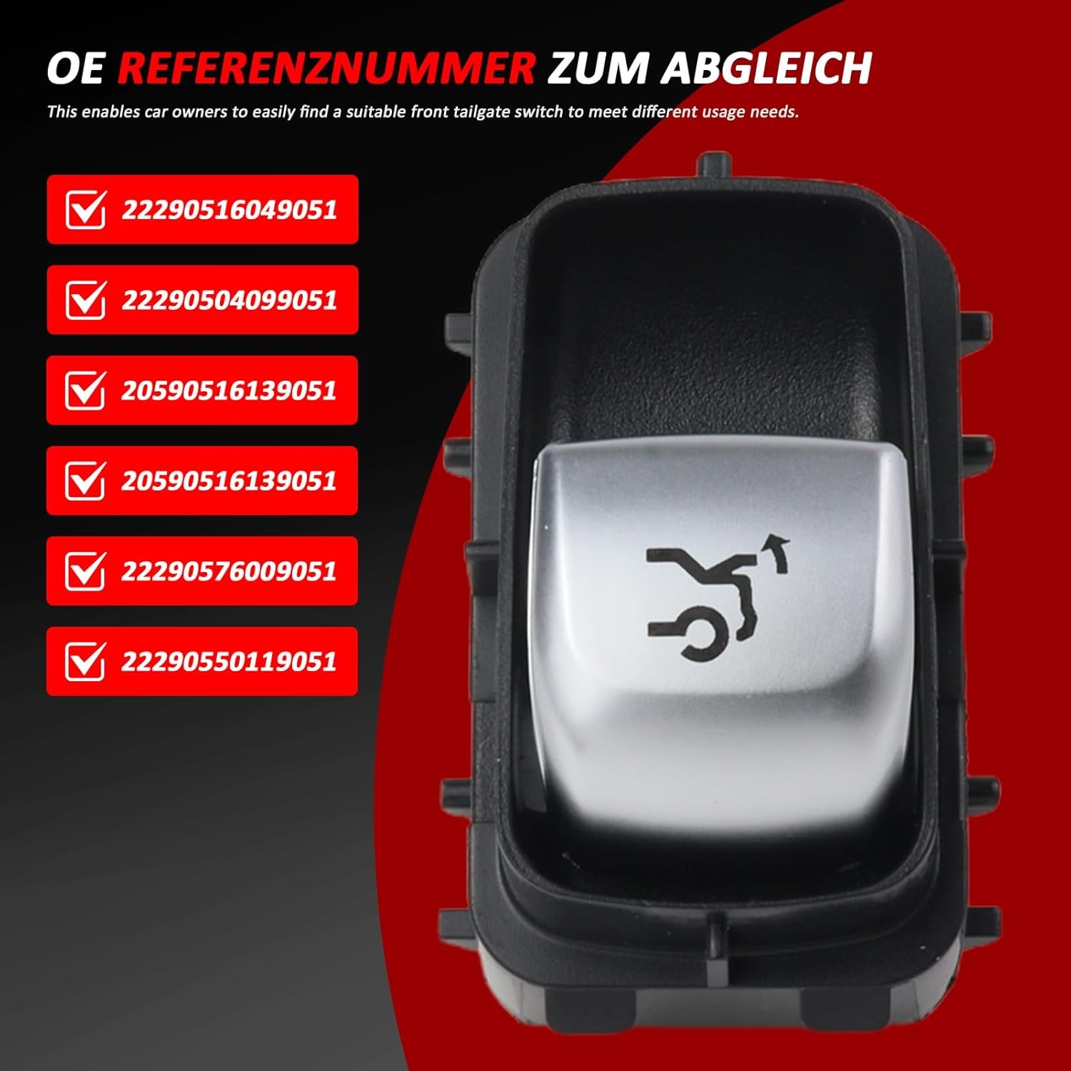Black Trunk Lid Tailgate Control Switch for Benz 2013-2023 C200 C250 C300 E200