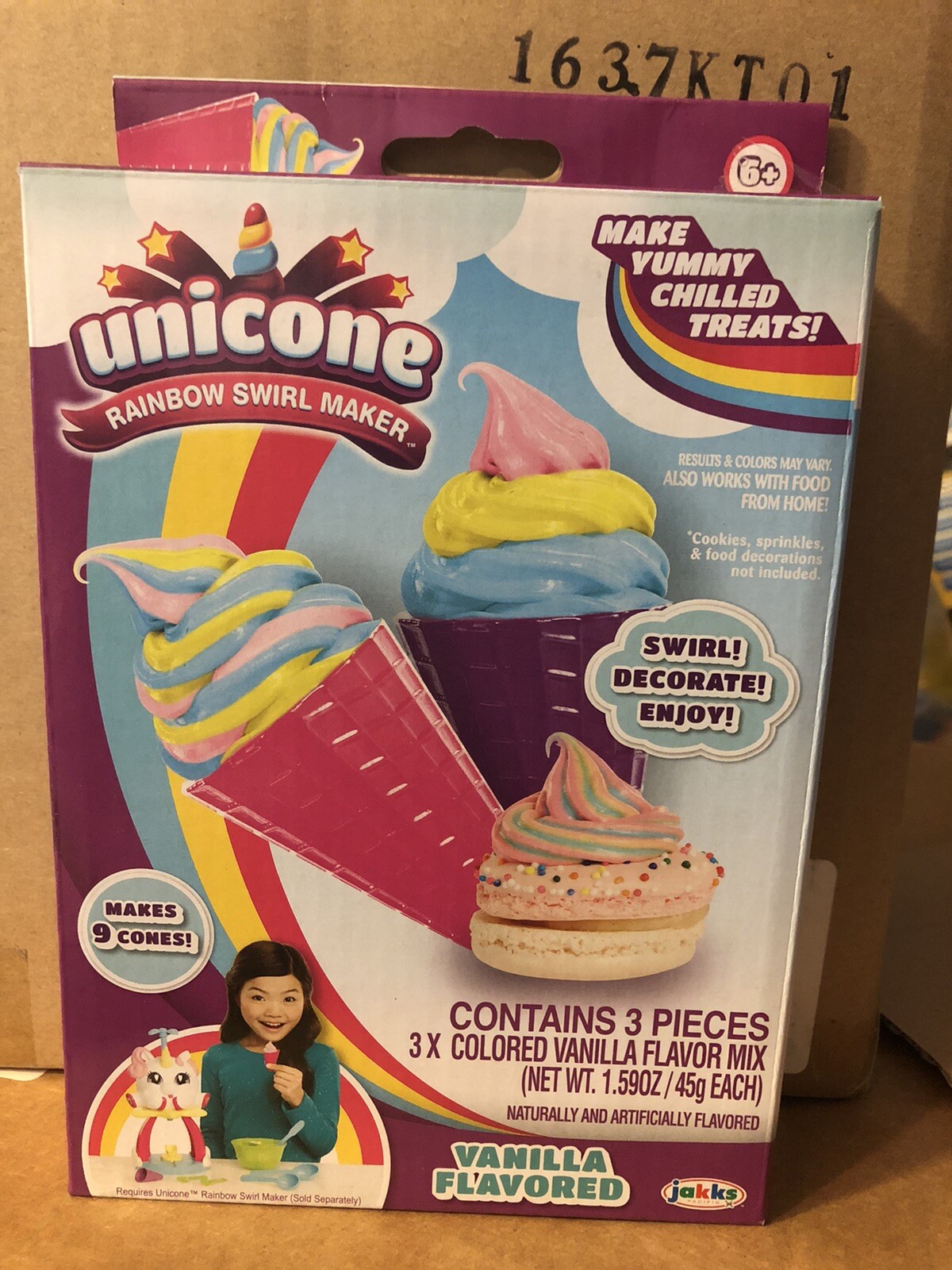 New Unicone Rainbow Swirl Ice Cream Maker Refill Vanilla Mix Kit Case (5 Boxes)