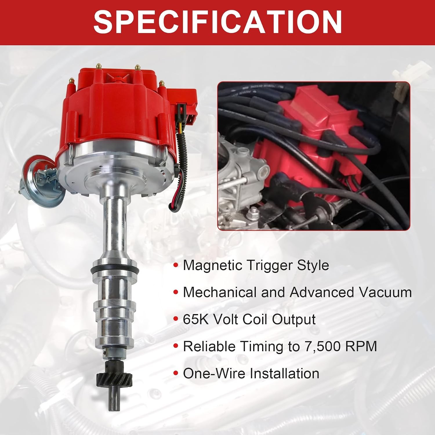 HEI Distributor Ford FE 390 428 Red Cap 65000V