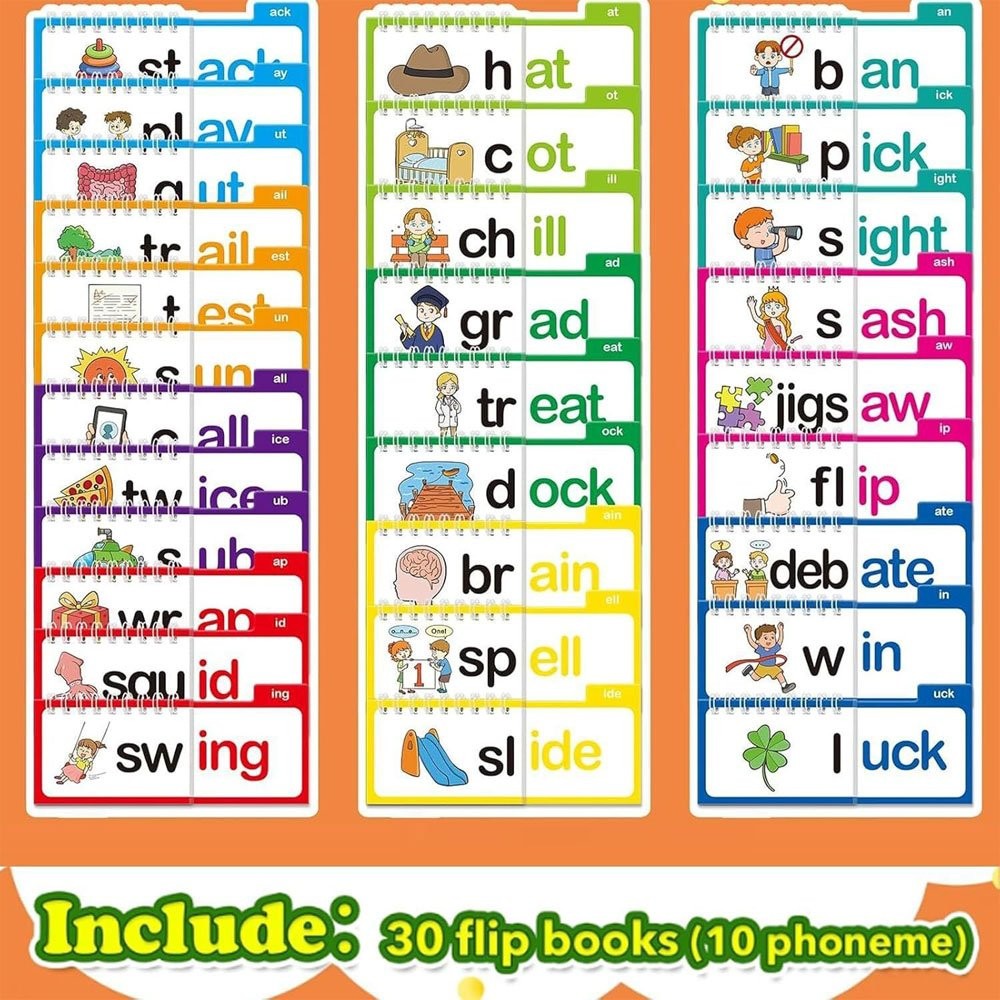 30 Read and Rhyme Flip Books,Word Families Flash Cards Sight Word Flash Cards JQ
