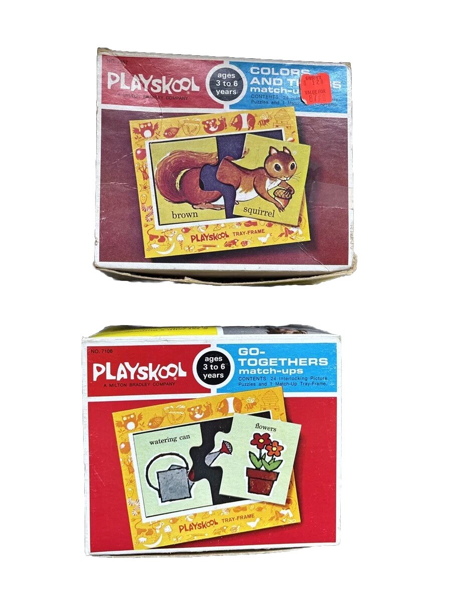 Vtg! Playskool Match-ups Cards Go-togethers Color Things 1972 Lot Of 2! Complete
