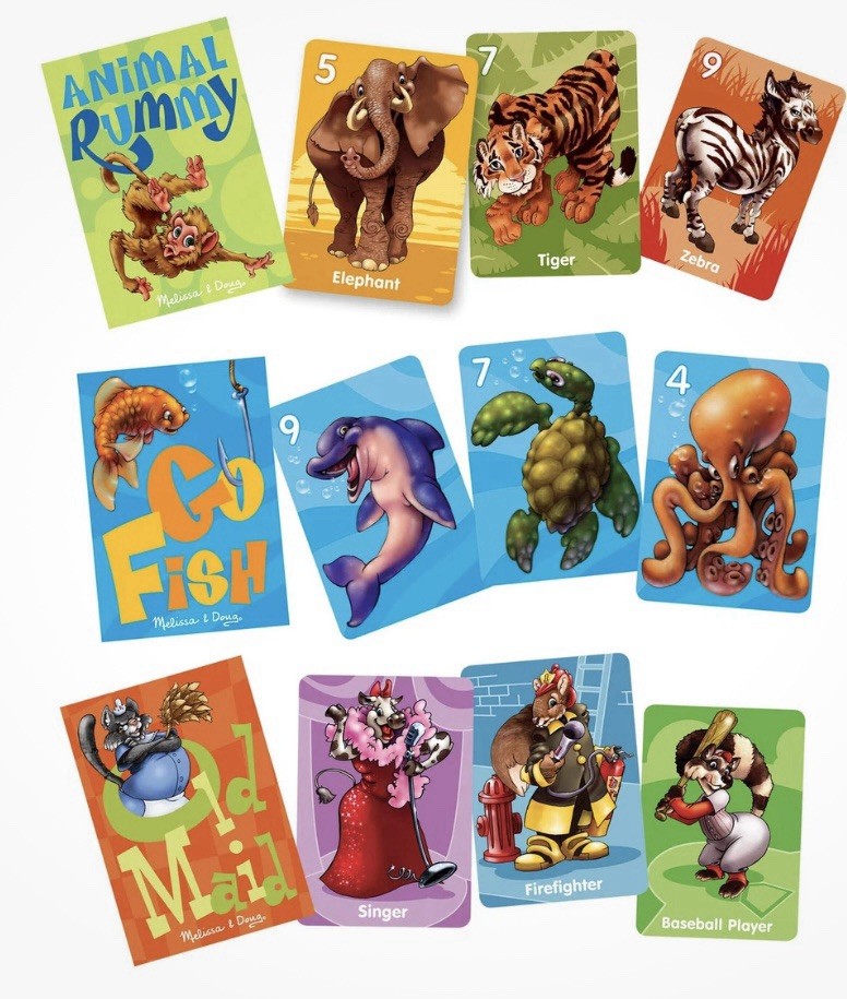 Melissa and Doug Animal Card Game Set Old Maid Go Fish Rummy for Kids 3+
